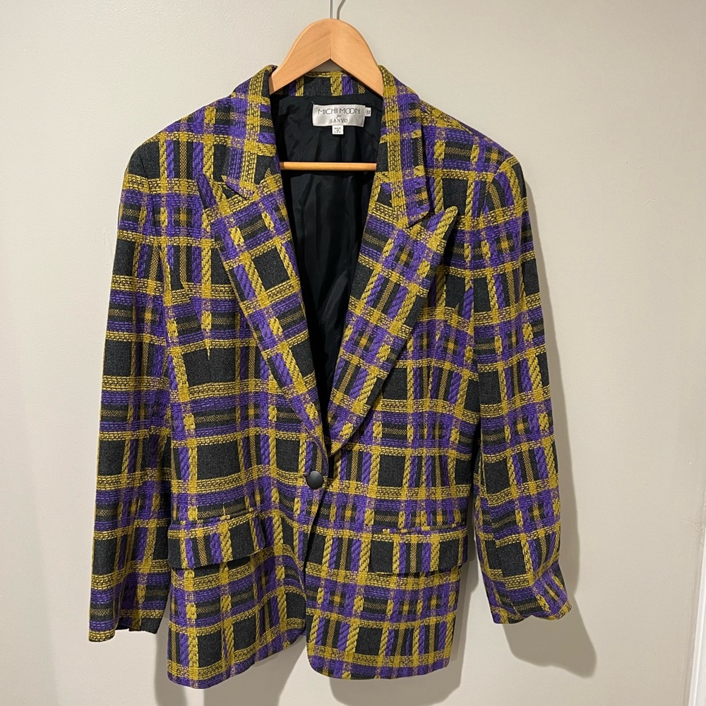 Richmond Purple & Yellow Plaid Tailored Blazer
